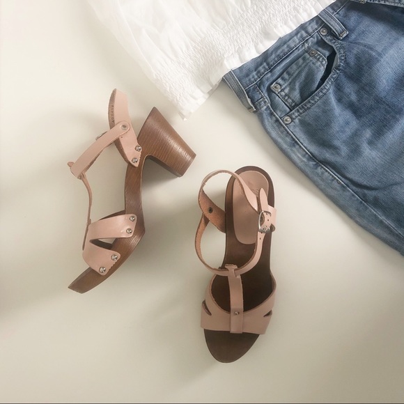 ASOS Shoes - ASOS nude wood heeled sandals clogs NWOT